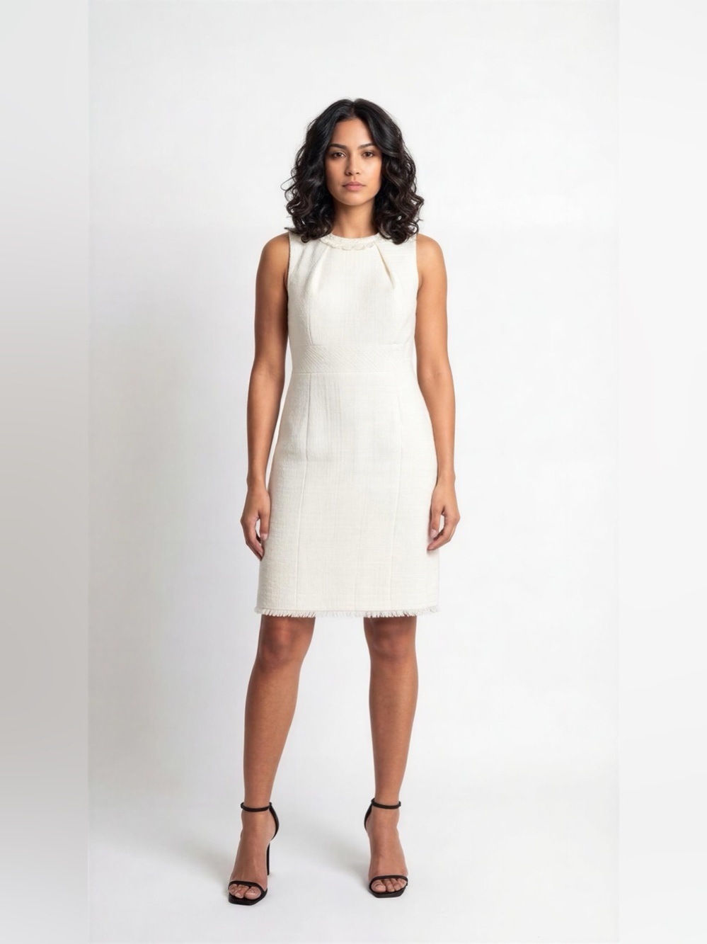 Trina Turk Sheath Dress Cream Sleeveless Career Office Minimalist Lined Sz 10